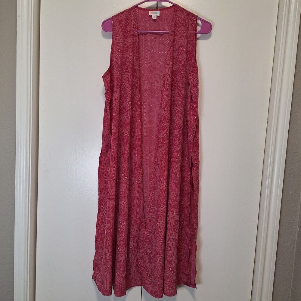 LuLaRoe Pink Abstract Boho Long Vest Duster Medium